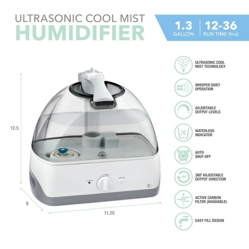 Perfect Aire Perfect Aire 1.3 Gallons Cool Mist Ultrasonic Console Humidifier for 205 Cubic Feet
