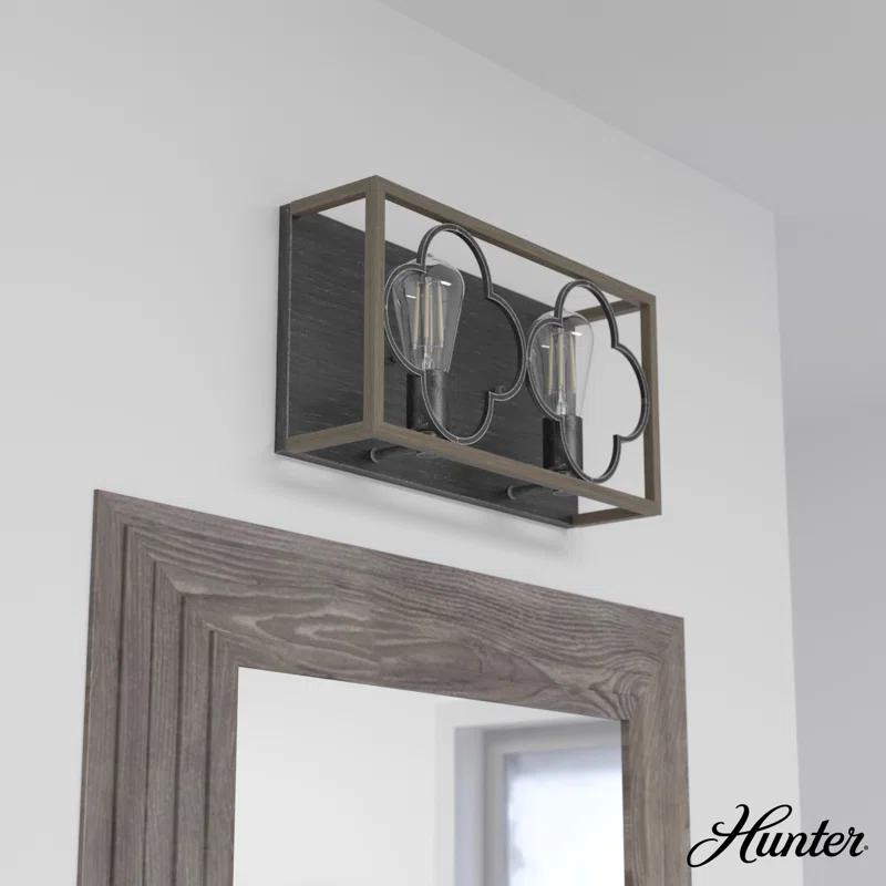 Hunter Fan Gablecrest 2 Light Flush Mount Bathroom Vanity Light Fixture