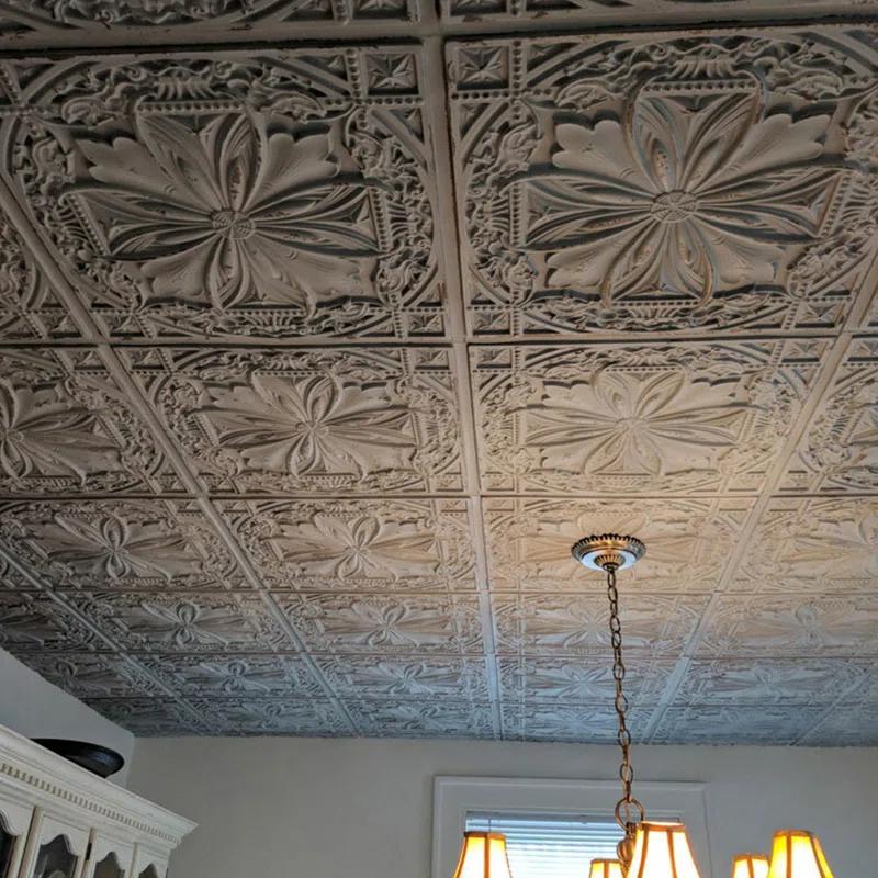 FromPlainToBeautifulInHours Milan 24'' L x 24'' W Textured PVC Drop-In & Glue Up Ceiling Tile Ceiling Tile (Set of 25)