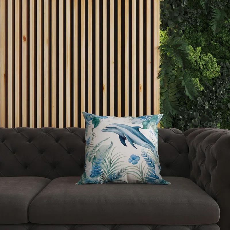Amrita Sen Dolphin Haven Indoor/Outdoor Reversible Throw Pillow | Wayfair