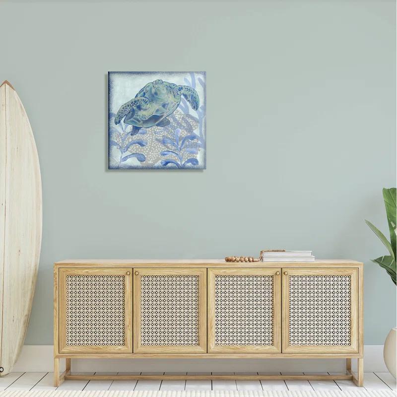 Stupell Industries " Vivid Tortoise Layered Aquatic Plants " by Erica Christopher Painting Print