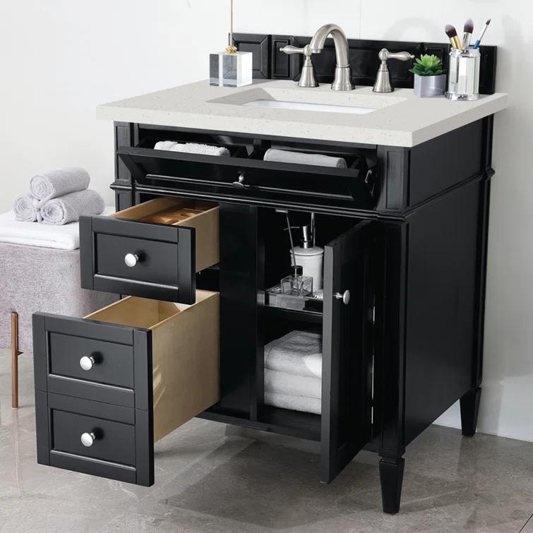 30 in. Single Vanity, Black Onyx with 3 cm Lime Delight Quartz Top