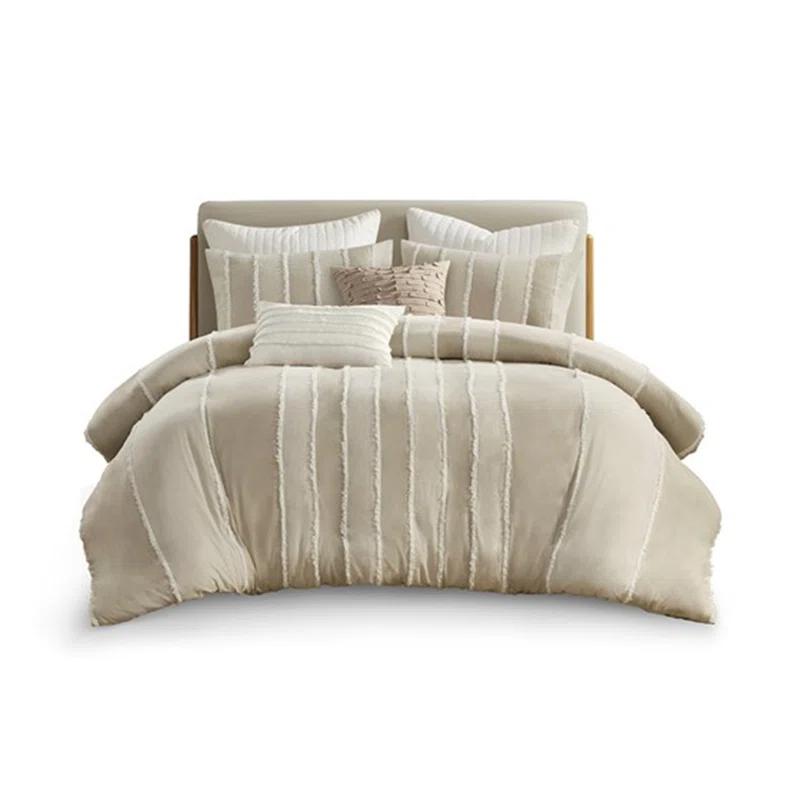 INK+IVY Shay 3 Piece Striped Cotton Duvet Cover Set