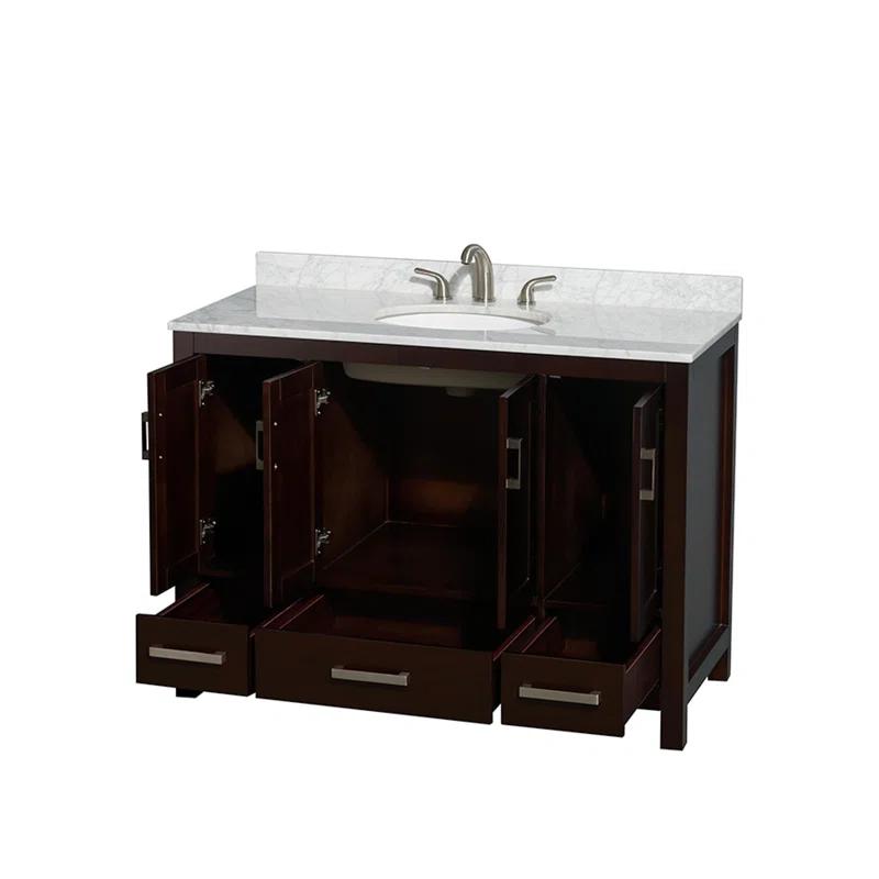 Wyndham Collection Sheffield 48" Freestanding Single Bathroom Vanity with Marble Top