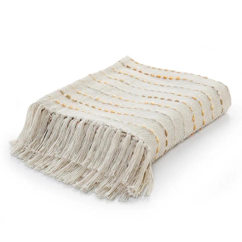 Rajani Home Deep Ombre Striped Handmade Woven Throw Blanket with Fringe