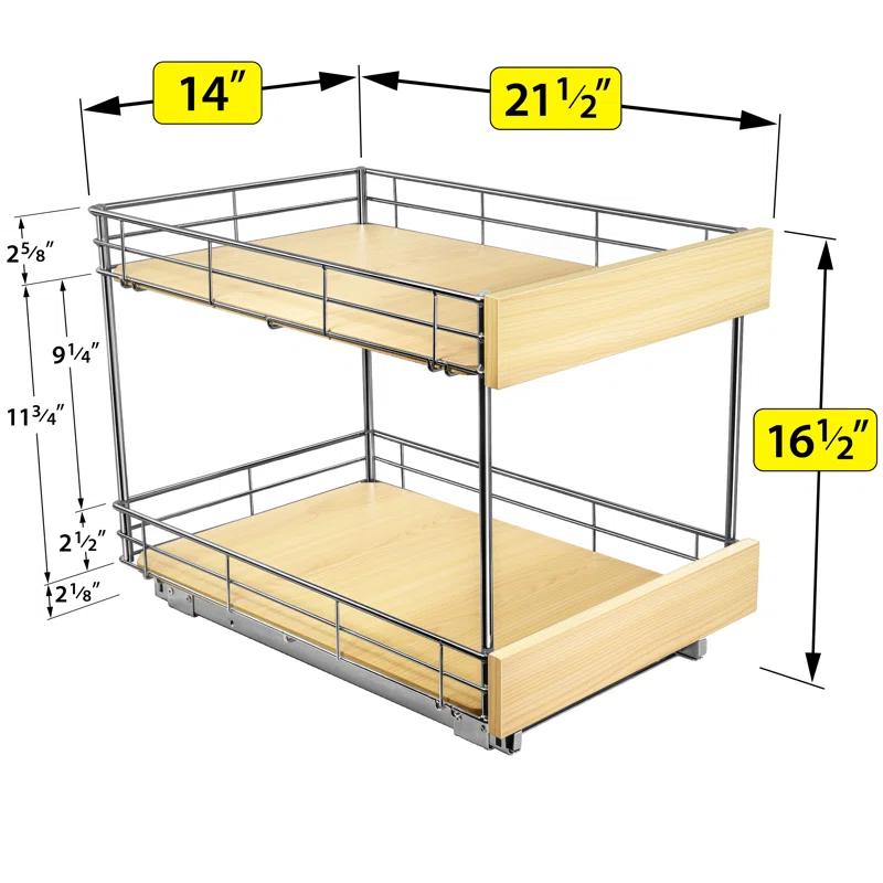 LYNK PROFESSIONAL LYNK PROFESSIONAL SELECT Pull Out Cabinet Organizer (2 Tier) Slide Out Drawers for Kitchen, Wood