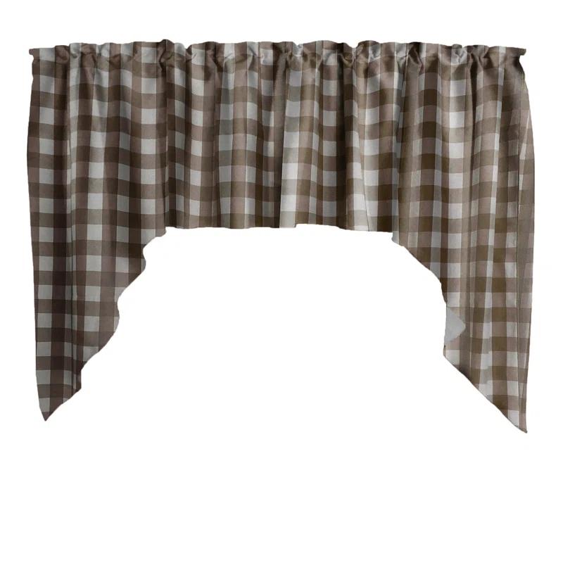 lovemyfabric Gingham Checkered Print Swag Window Valance