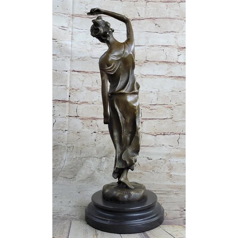 Bloomsbury Market Avello Victorian Girl Signed Sculpture Elegant Art Nouveau Bronze Statue Figurine Deco