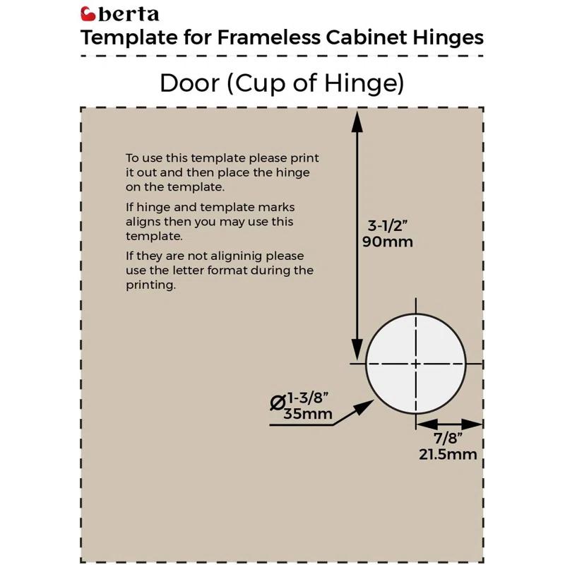 Berta Full 105 Degree Concealed Frameless Overlay Hinge