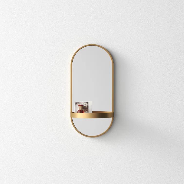 Lumi Metal Flat Mirror with Shelves
