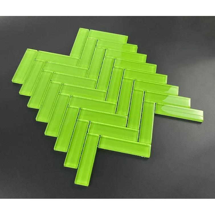 ES Stone 1" x 4" Glass Herringbone / Chevron Mosaic Tile (Set of 10)