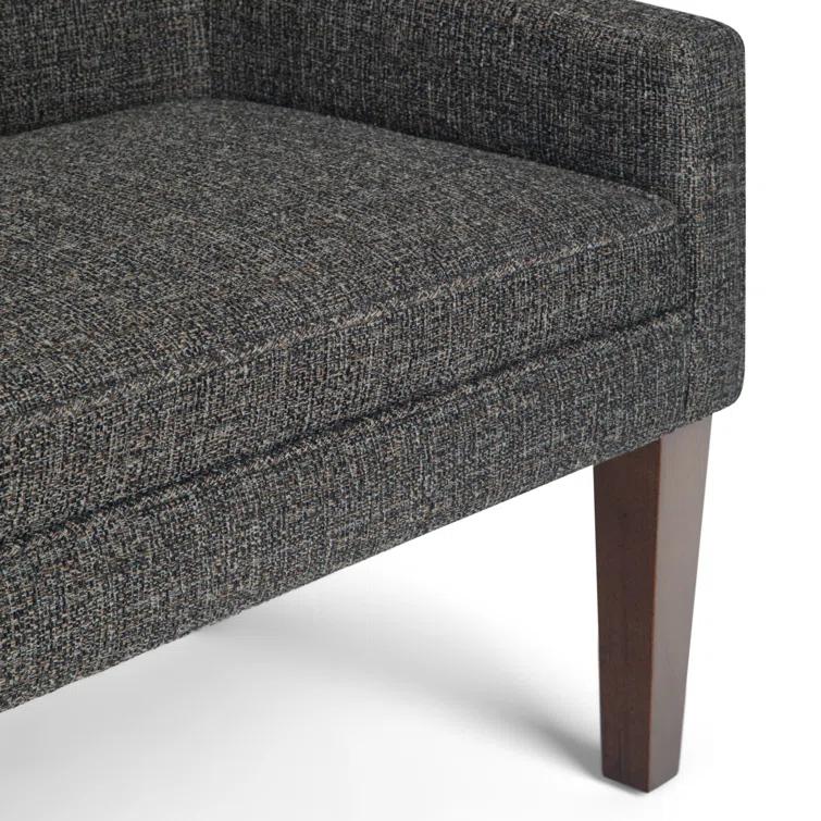 Simpli Home Parris 50"W Upholstered Contemporary Fabric Entryway Bench with Low-Profile Back and Swooped Arms