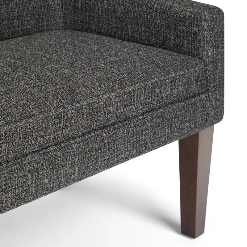 Simpli Home Parris 50"W Upholstered Contemporary Fabric Entryway Bench with Low-Profile Back and Swooped Arms