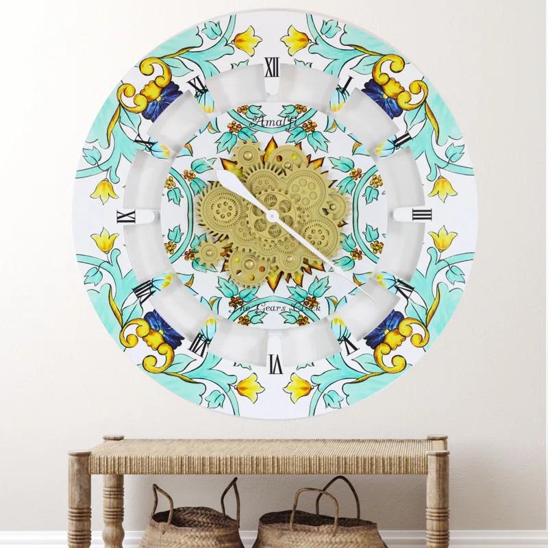 The Gears Clock Wall Clock Oversized 36" for Living Room with Real Moving Gears Italy Style | Wayfair