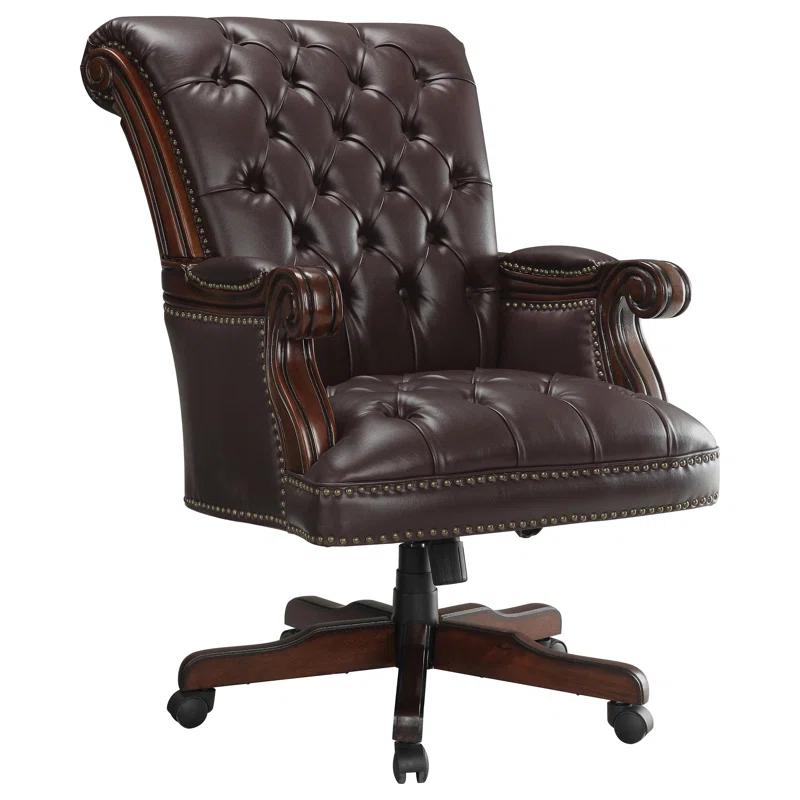Crafters and Weavers Elegant Design - Calloway Upholstered Executive Office Desk Chair Dark Brown