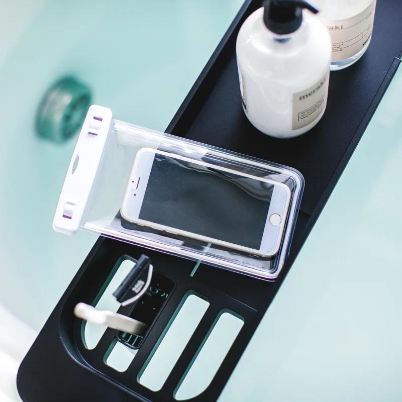 Yamazaki Home Tower Yamazaki Home Expandable Bathtub Caddy - Bathroom Tray Table Holder, 1.77" Height