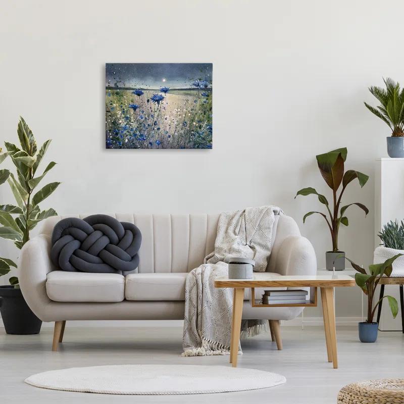 Stupell Industries Blooming Blue Flowers Night Moon Giclee Art By Jennifer Taylor Art