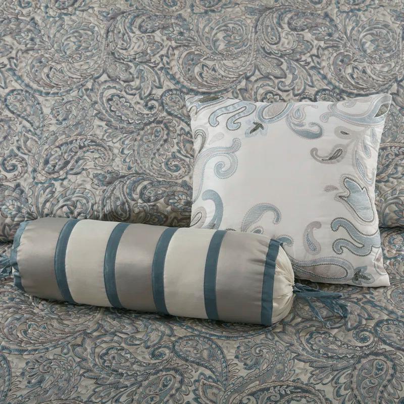 Madison Park Aubrey 5 Piece Jacquard Bedspread Set with Throw Pillows