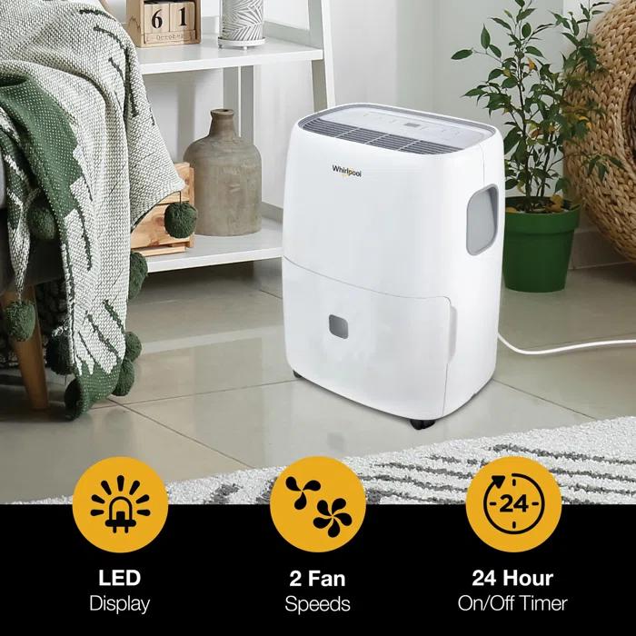 Whirlpool 23 Pint Dehumidifier for Rooms up to 1500 Sq. Ft. & Reviews | Wayfair