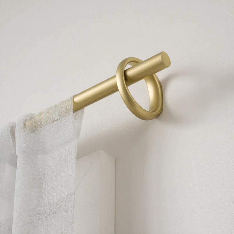 Gold Adjustable Modern Single Curtain Rod 42-120"