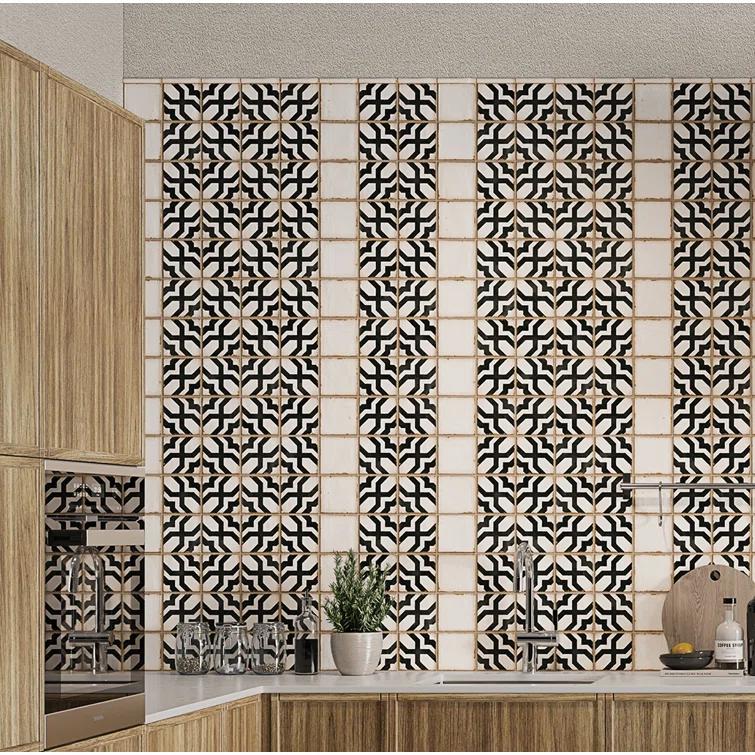 Bedrosians Casablanca 5" x 5" Ceramic Patterned Floor Use Tile (Set of 32)