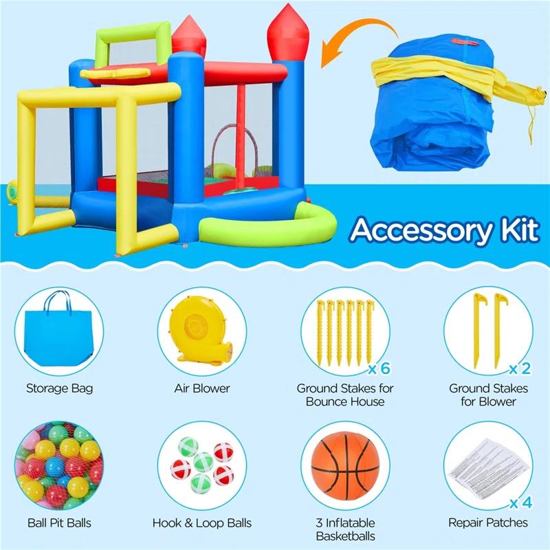 11.2' x 9.6' Bounce House with Slide and Air Blower