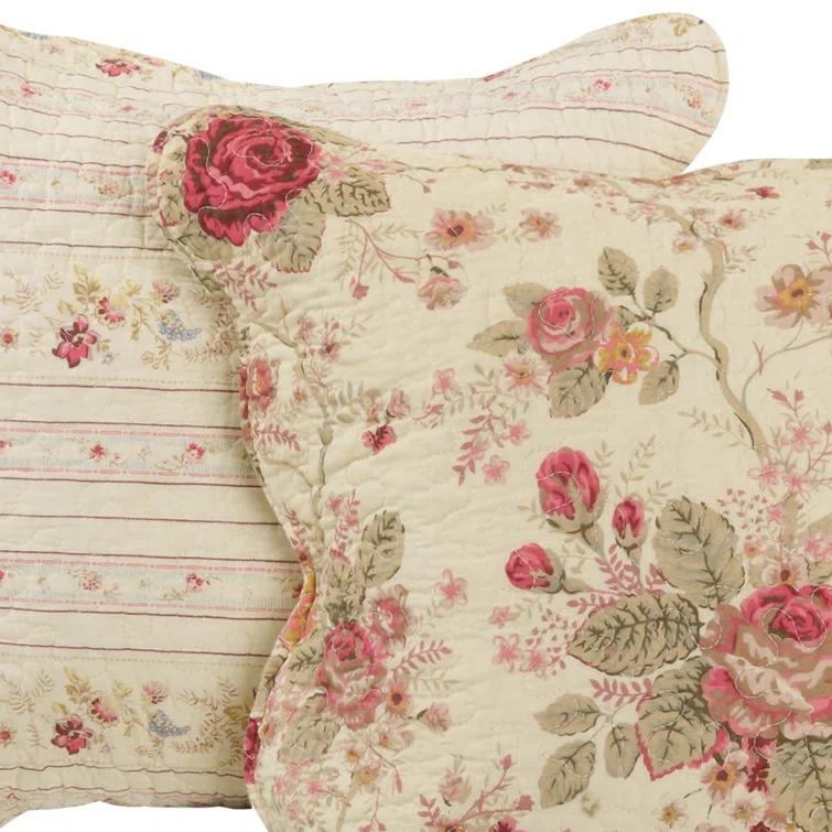 Antique Rose Cotton Throw Pillow Set (Set of 2)