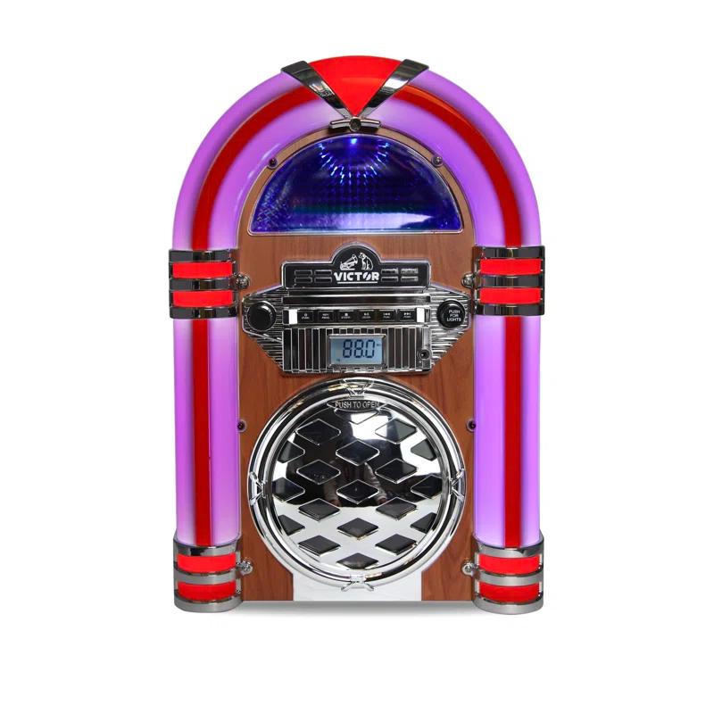 Victor Bluetooth CD Jukebox Speaker with FM Radio & Multicolor LED Lighting