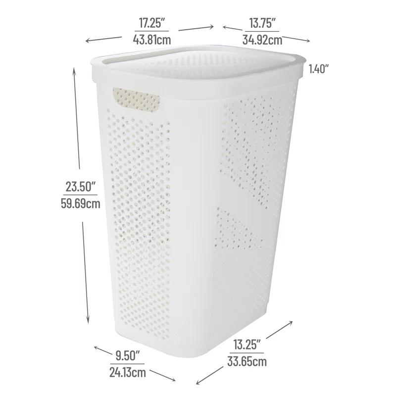 Mind Reader Mind Reader 60L Slim Laundry Hamper, Clothes Basket, Lid, Ventilated, Plastic, 17.25"L x 13.75"W x 23.5"H, 2-Pack