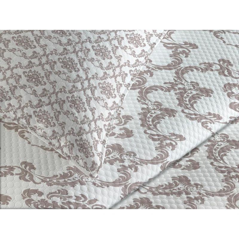 Ambesonne Ambesonne French Bedspread Set Taupe Colored Damask Taupe White