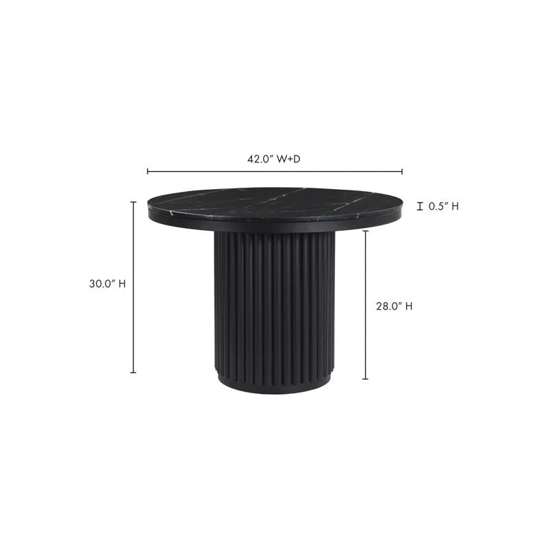 Tiago Round Dining Table - Black Marble