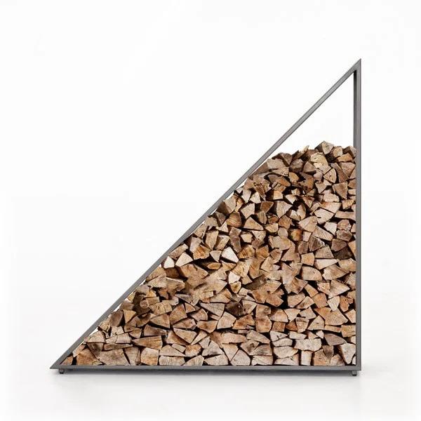 Geometric Coated Gunmetal Firewood Holder