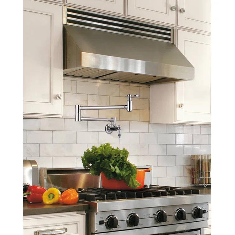 ARCORA ARCORA Wall Mounted Pot Filler Brass Folding Kitchen Faucet with 2 Handles AR7106800C