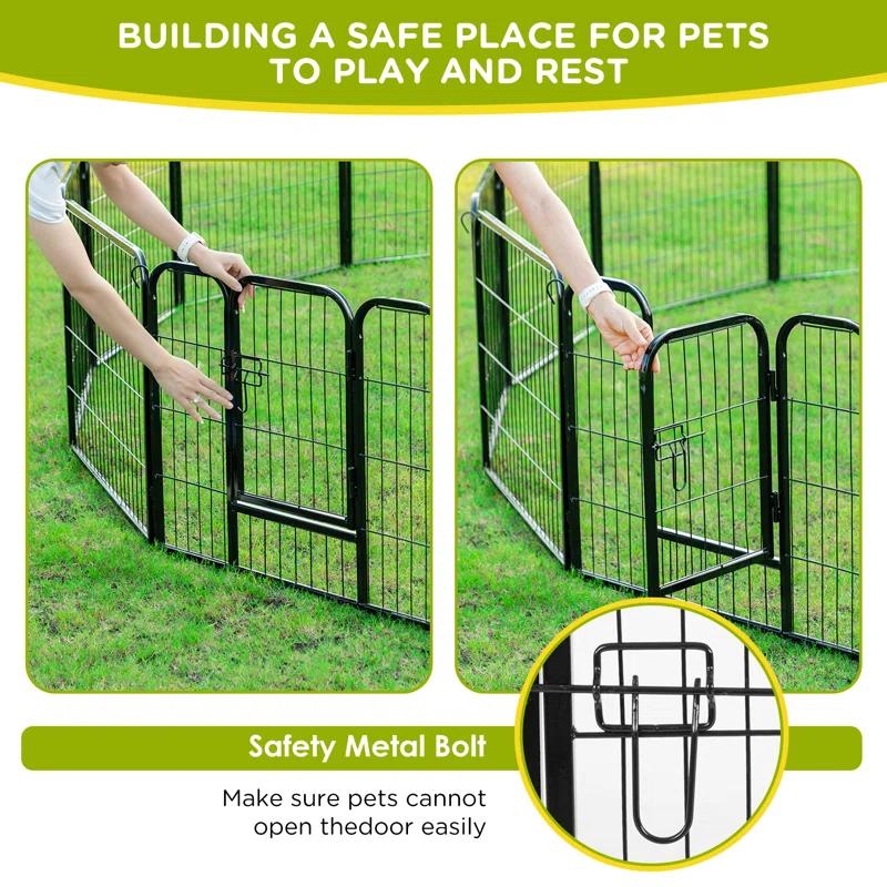 FDW Dog Playpen Indoor 12 Panels Dog Pen For Small And Medium Dogs, Exercise Pen Pet Dog Fence With Doors Pet Puppy Playpen For RV Camping Yard, Black