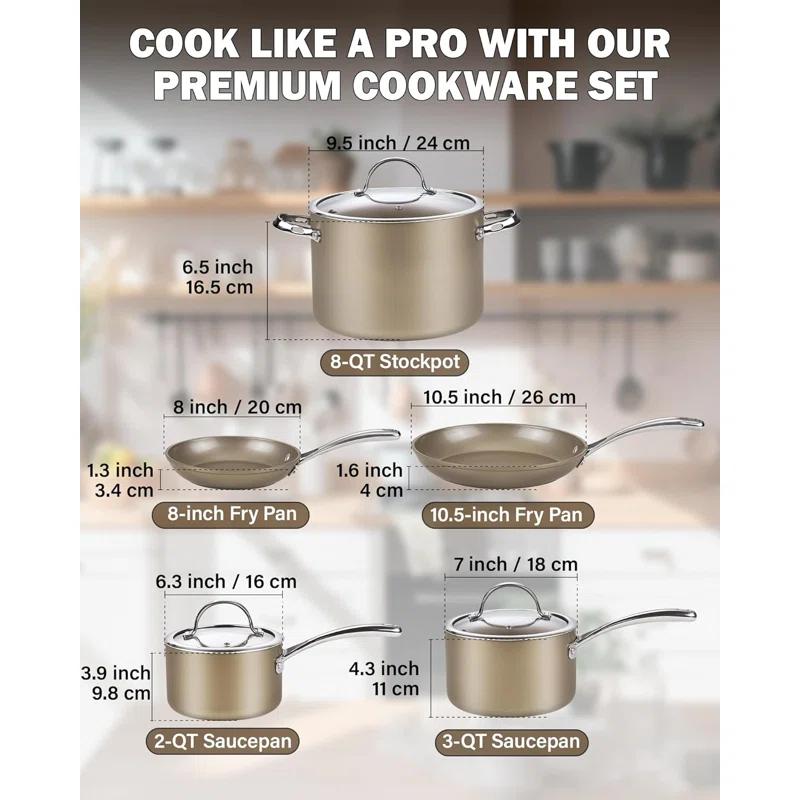 Cooks Standard 8 - Piece Non-Stick Anodized Aluminum Cookware Set