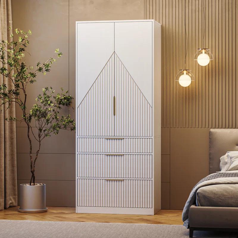 Ebern Designs 2 DoorsArmoire WardrobeWith Three Large Drawers And Hidden Storage | Wayfair