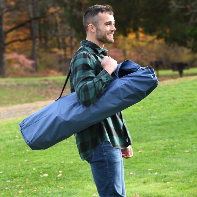 Rio Brands Camp & Go Heavy-Duty Folding Quad Outdoor Camping Chair, Portable Folding Camp Chair with Wide Seat, Cup Holders, and Carry Bag