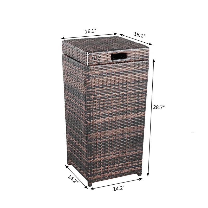 Winado Wicker Manual Lift Outdoor Trash/Recycling Bins - 26.7 Gallons