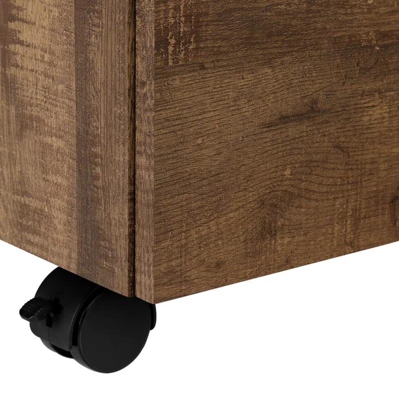 Millwood Pines File Cabinet, Rolling Mobile, Storage Drawers, Printer Stand, Office, Work, Brown Laminate, Contemporary, Modern
