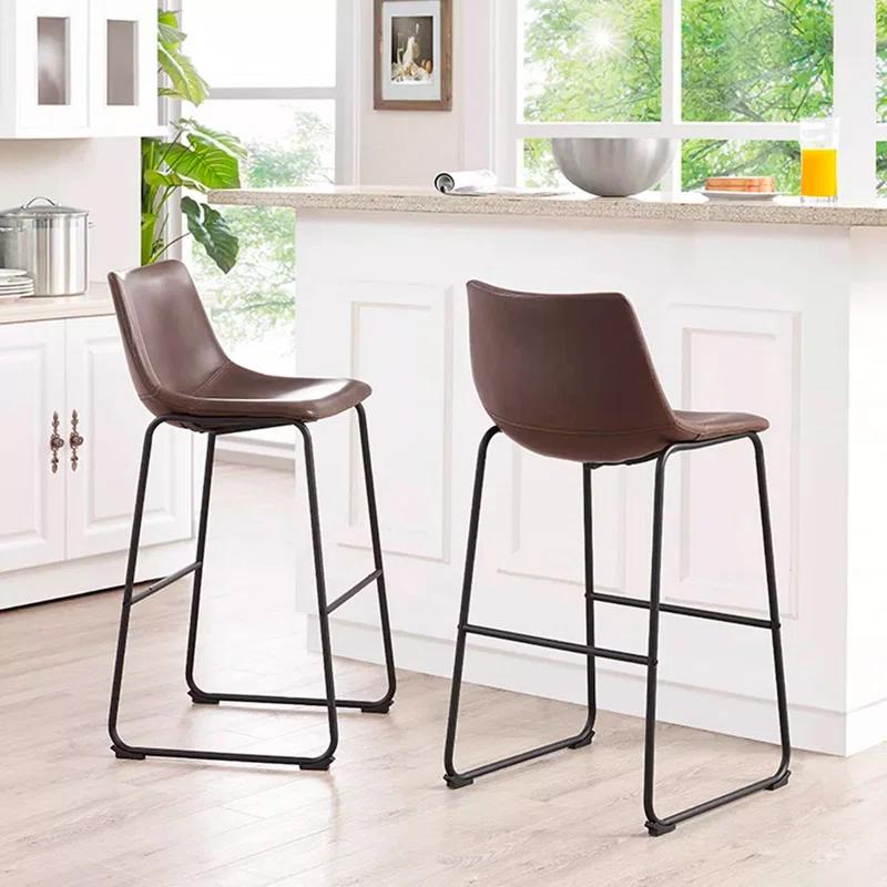 Keighley Upholstered 24.25'' Counter Stool with Metal Frame Jalasha (Set of 2)