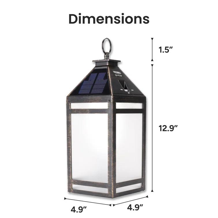 Techko 12.88 Outdoor Vintage Solar LED Lantern with Auto Dawn-to-Dusk Sensor