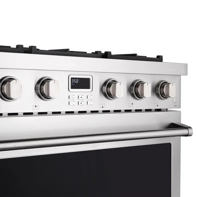 Cosmo Cosmo 36 in. Lumin Collection 6.0 cu. ft. Gas Range with 6 Sealed Gas Burners and Convection Oven in Stainless Steel COS-GRC366KB