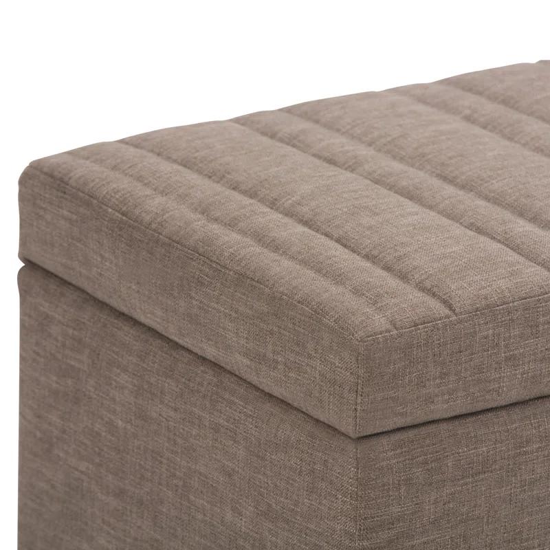 Simpli Home Darcy 33"W Upholstered Storage Ottoman Bench with Large Interior Storage and Child Safety Hinges