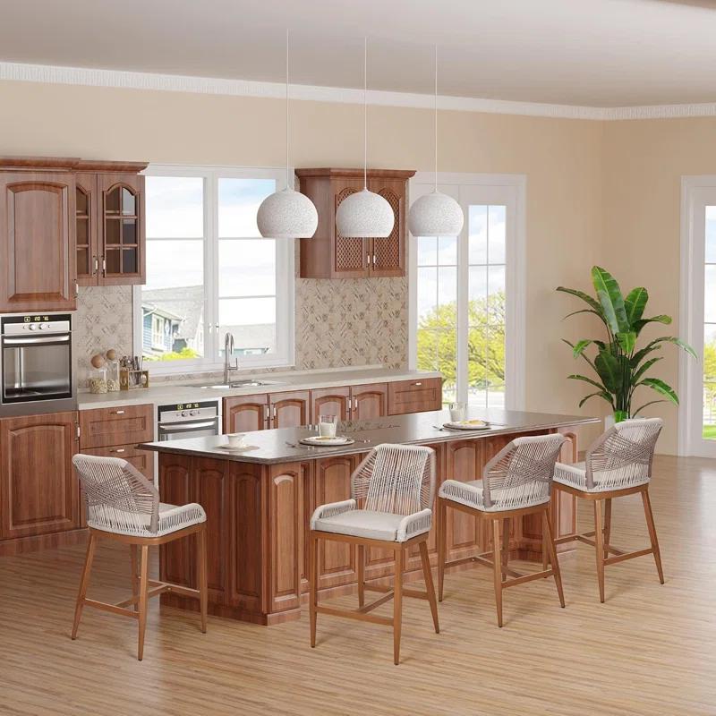 George Oliver 2 Pack Counter Height Bar Stools , Sponge Outdoor High Stool Set, Home Back Dining Chair With Backrest And Arm-Gray