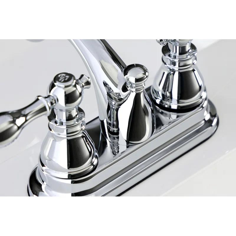 Kingston Brass Kingston Brass American Classic Two-Handle 3-Hole Deck Mount 4" Centerset Bathroom Faucet with Plastic Pop-Up KB2602ACL