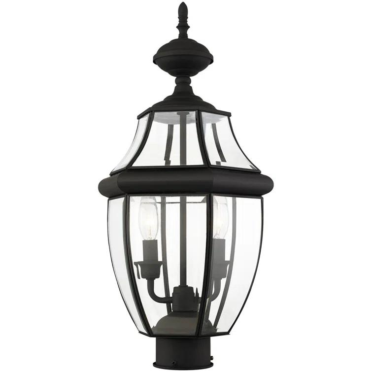 Lighting Lumens 2 Light Verdigris Outdoor Post Lantern Pendant - Clear Beveled Glass Shade