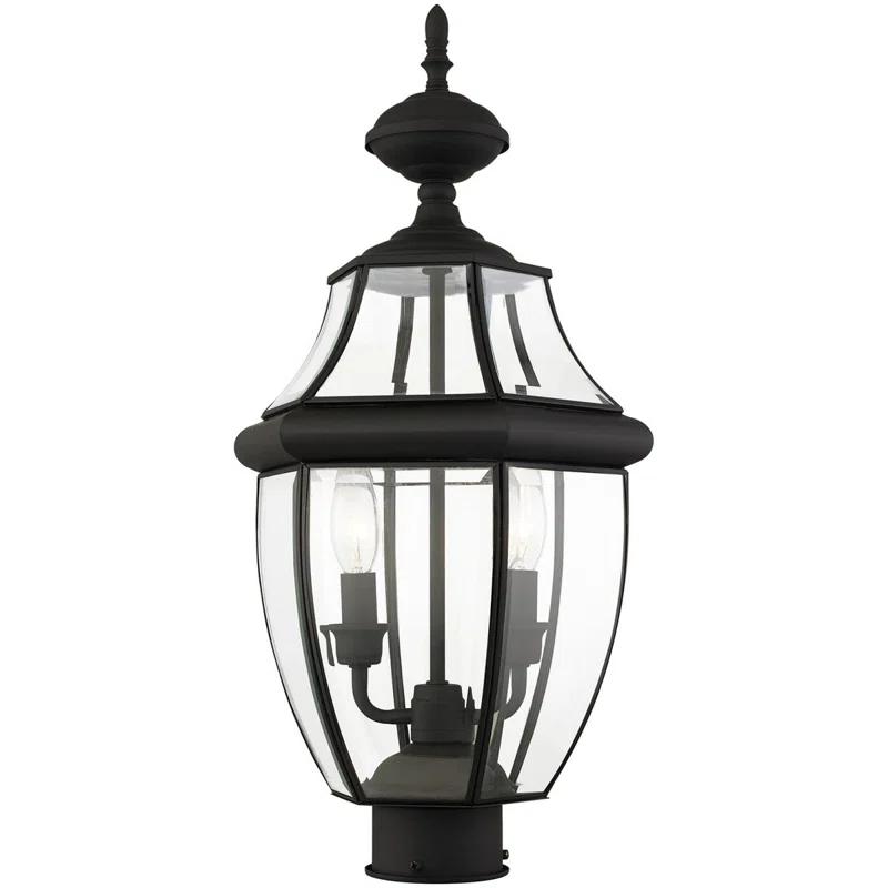 Lighting Lumens 2 Light Verdigris Outdoor Post Lantern Pendant - Clear Beveled Glass Shade