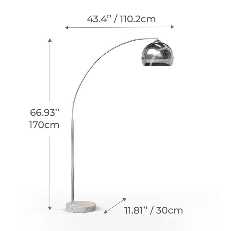 Wrought Studio™ Modern 67" Arc Floor Lamp with Curved Metal Shade, Weighted Marble Base & Foot Switch for Living Room or Bedroom