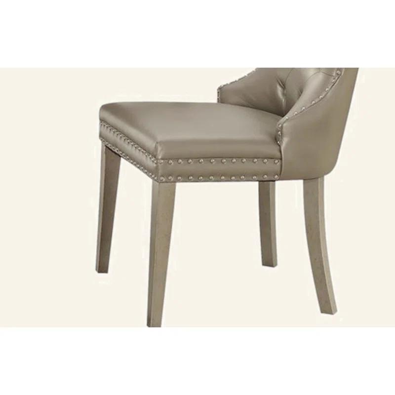 Hokku Designs Kacela Champagne Synthetic Leather & Champagne Finish Side Chair (Set Of 2)