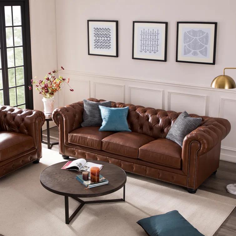 Freddie 95'' W Leather Sofa